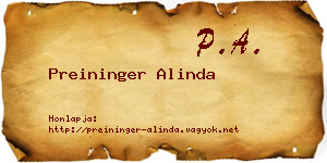 Preininger Alinda névjegykártya